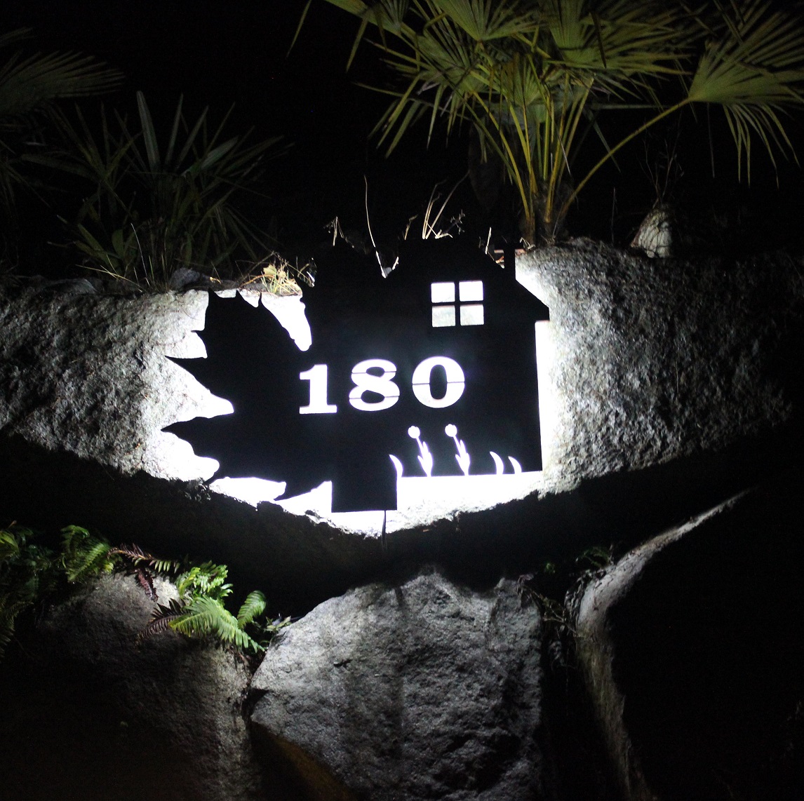 Backlit metal address signs