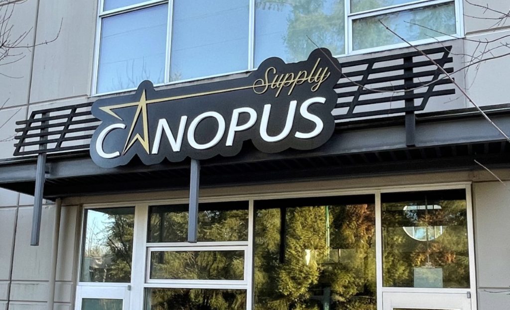 Custom dimensional letter sign made of plastic and mounted on laminated alupanel