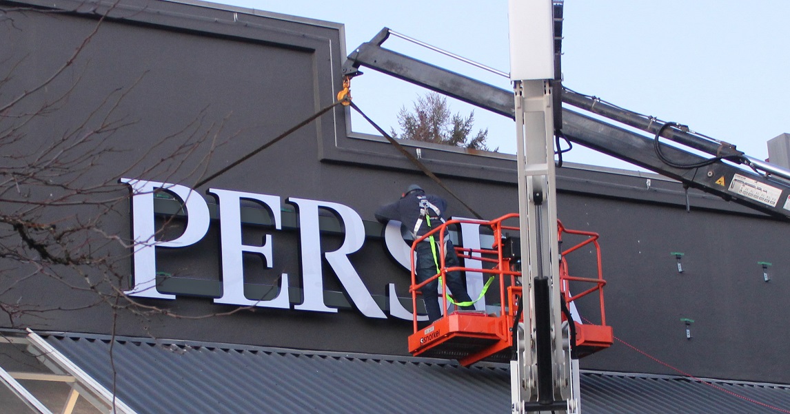 Installation process Illuminated Channel letter sign made of metal